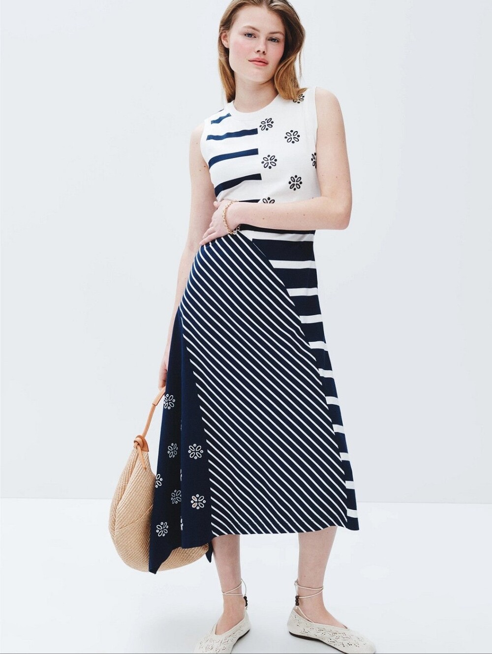 Tanya Taylor Cassidy Mixed Jersey Cotton Midi Dress
